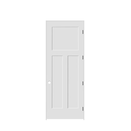 Codel Doors 30" x 96" x 1-3/8" Primed 3-Panel Mission Interior Shaker 4-9/16" LH Prehung Door w/Mtt Blk Hngs 2680pri8403LH10B4916
